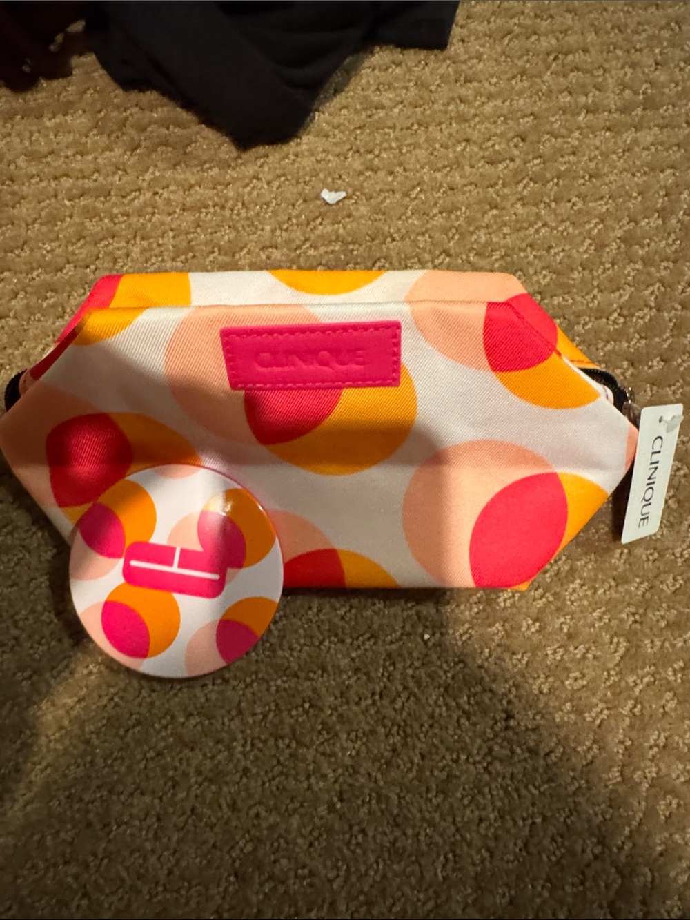 Clinique Kids Cosmetic Bag & Compact Mirror - Pink / Orange Polka Dot